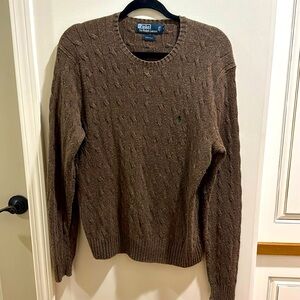 MEN’S POLO BY RALPH LAUREN 100% SILK BROWN SWEATER. CABLE KNIT